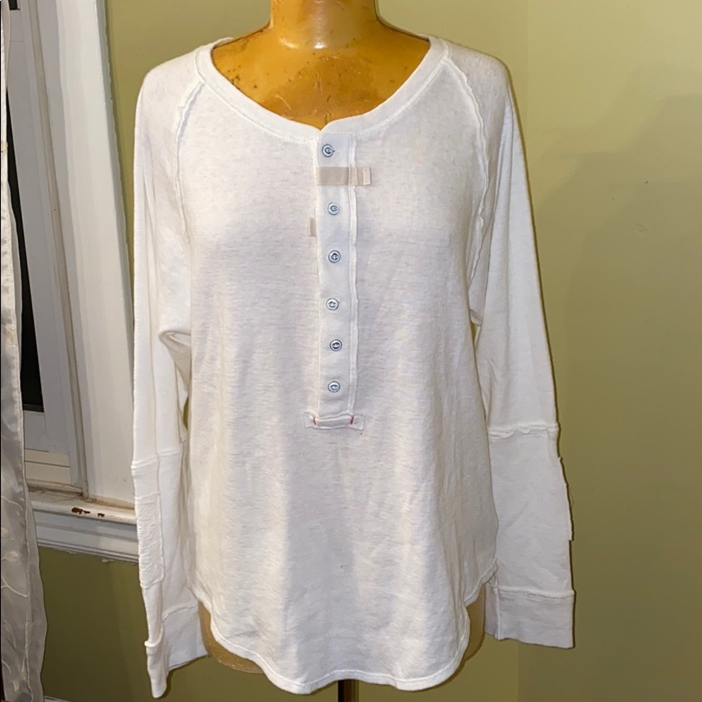 WE THE FREE PEOPLE LONG SLEEVE TOP SZ L IVORY NEW